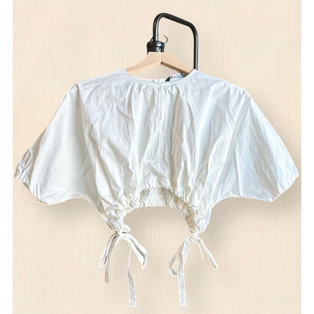 Zara Cotton Drawstring Ruched Top - Picture 2 of 8